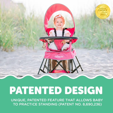 Baby Delight Go With Me Venture Chair pink removable snack tray in use