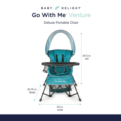 Go with Me Venture chair sun canopy provides shade during outdoor meals