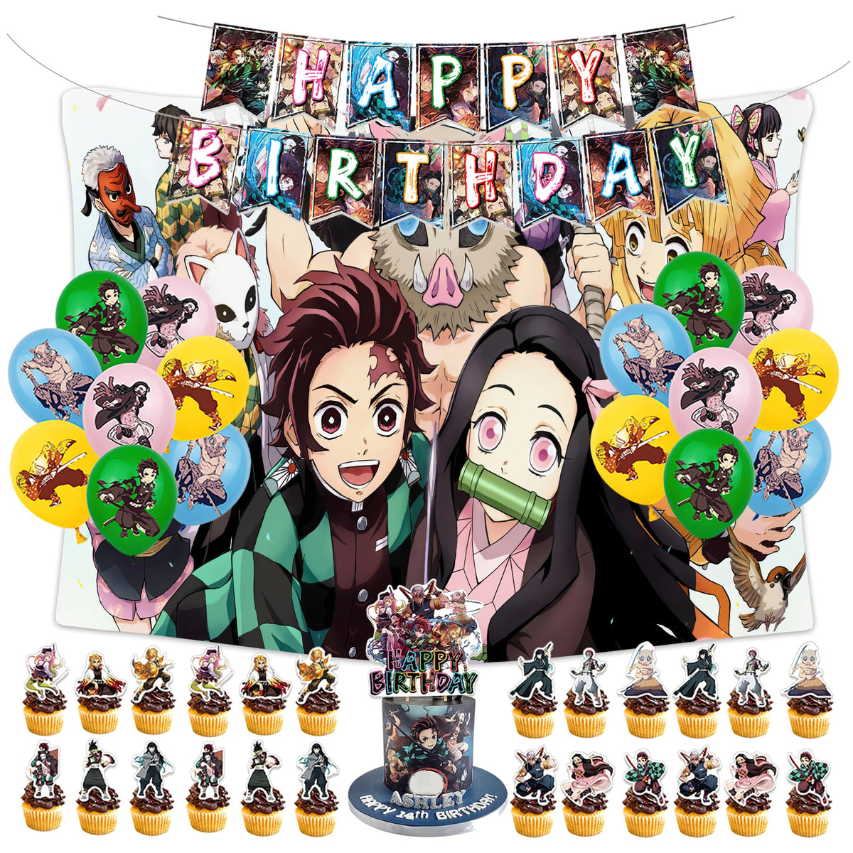 Babymiu Anime Birthday Banner brightens walls and photo backdrops.