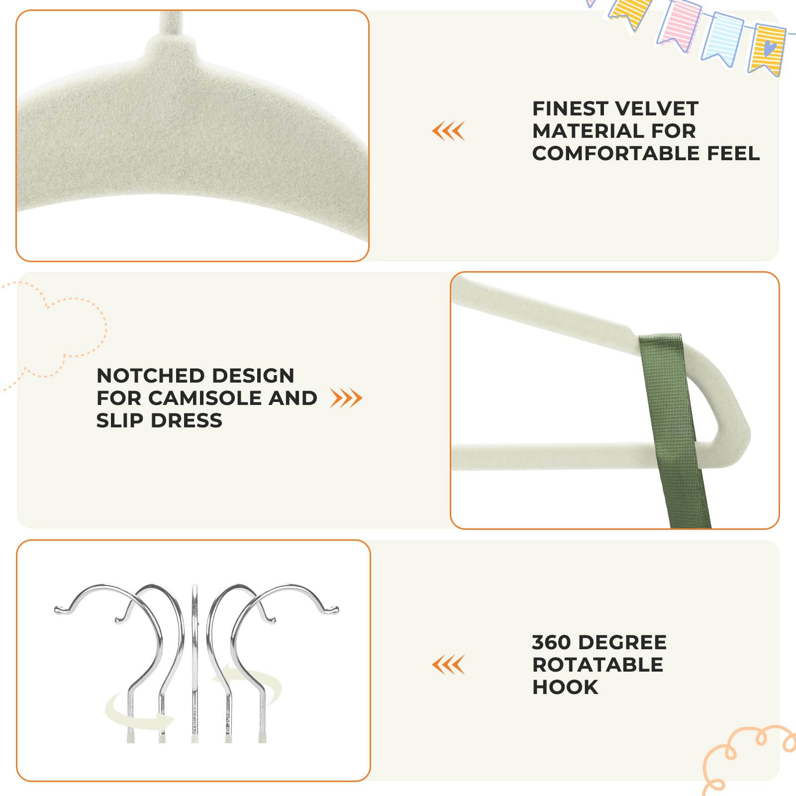 BABYRISH beige nursery hangers complement modern decor.