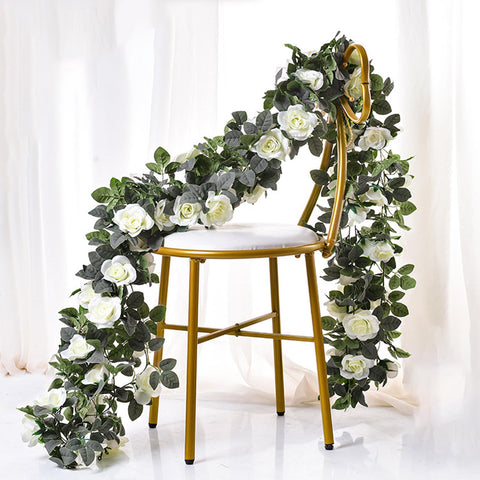 Bacucine rose garland with 28ft total length for versatile setup.