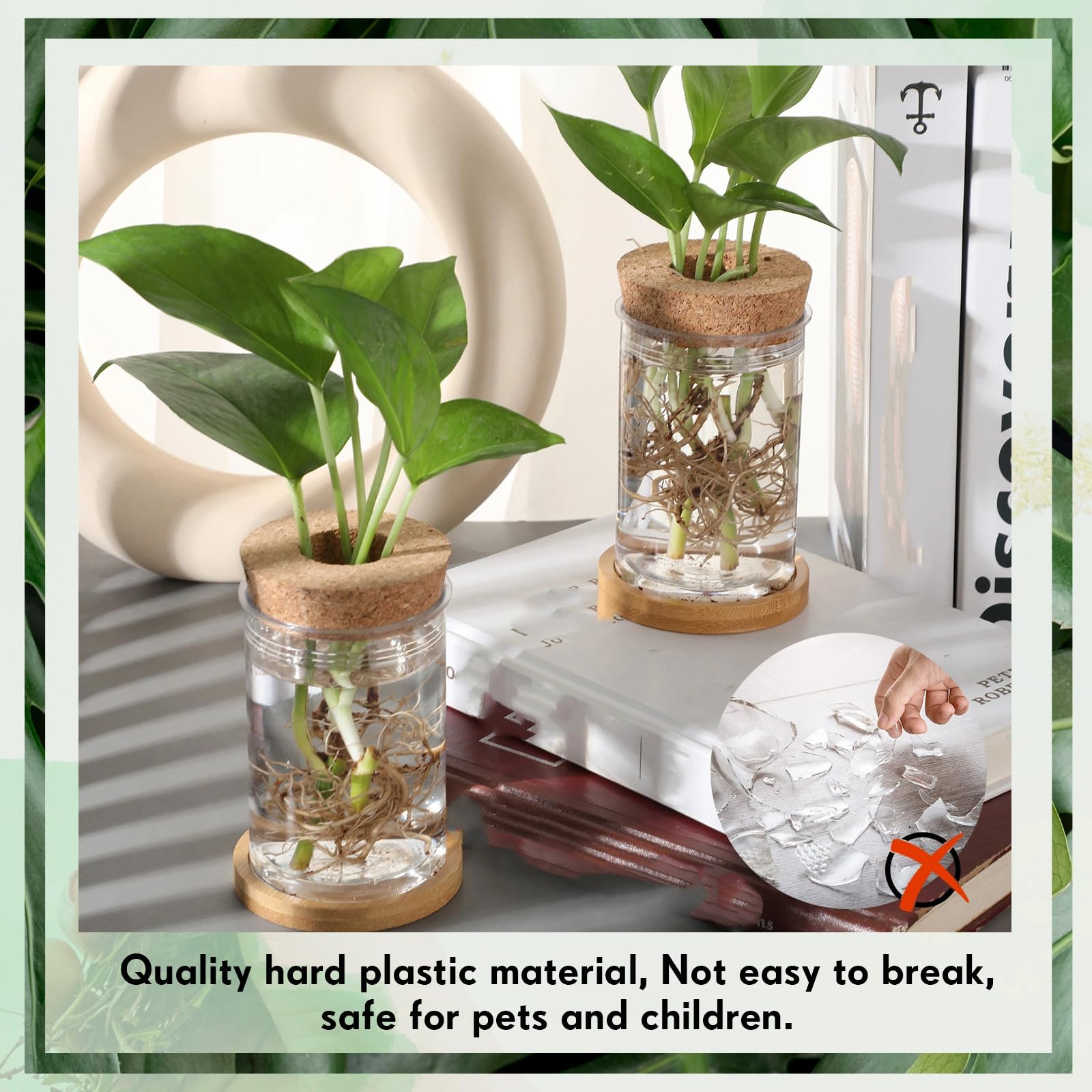 Baderke propagation bamboo stand elevates the vase on a desk.