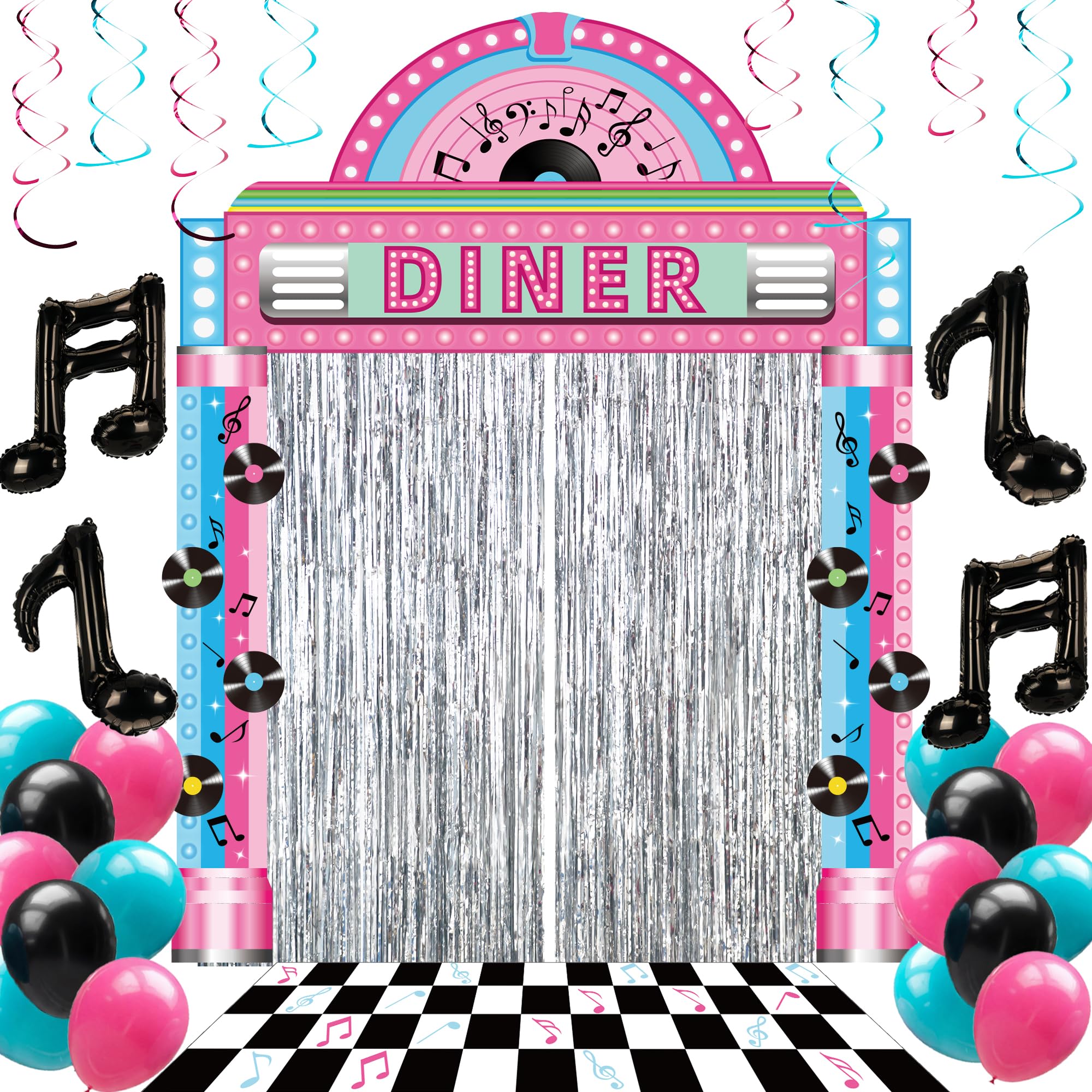 Bafeil retro diner banner adds vintage charm to 50s party decor
