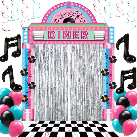 Bafeil retro diner banner adds vintage charm to 50s party decor