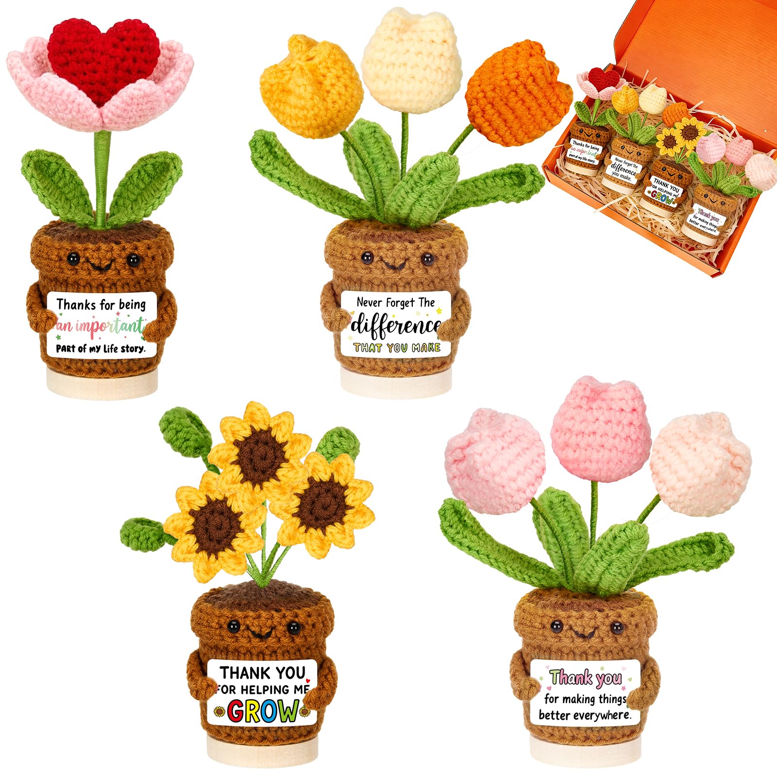 Bafeil sunflower crochet potted plant brightens desk with cheerful charm.
