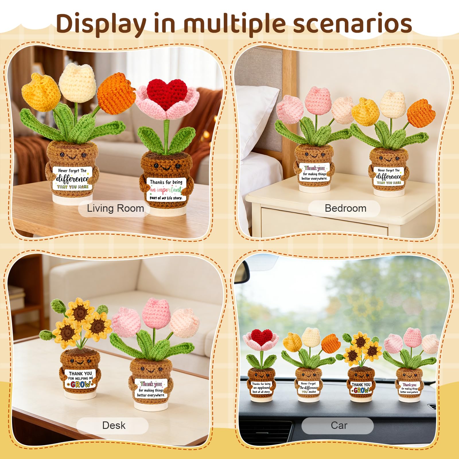 Bafeil wooden pedestal stand elevates crochet plants for elegant display.
