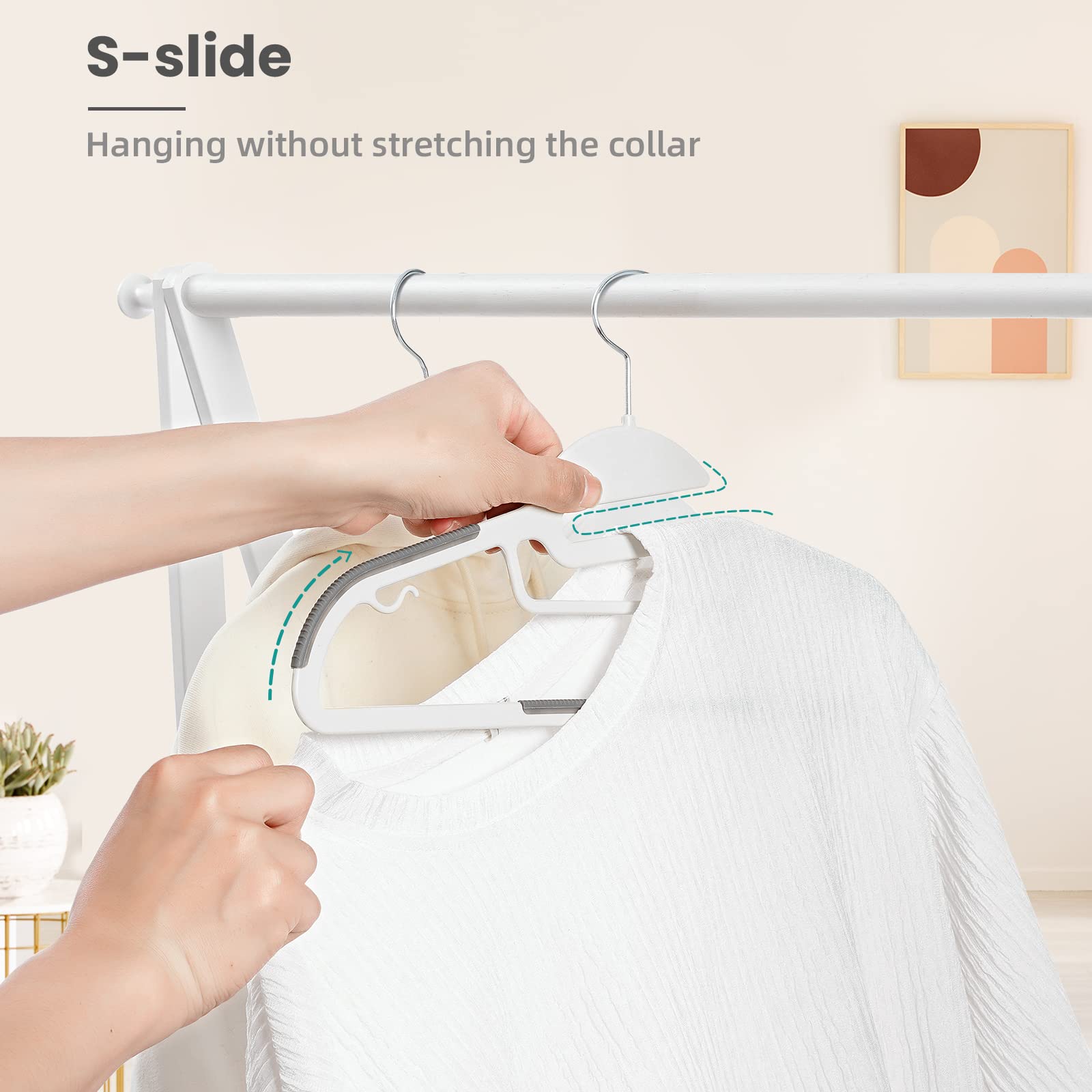 BAGAIL hangers with 360-degree swivel hook for flexible outfit changes.