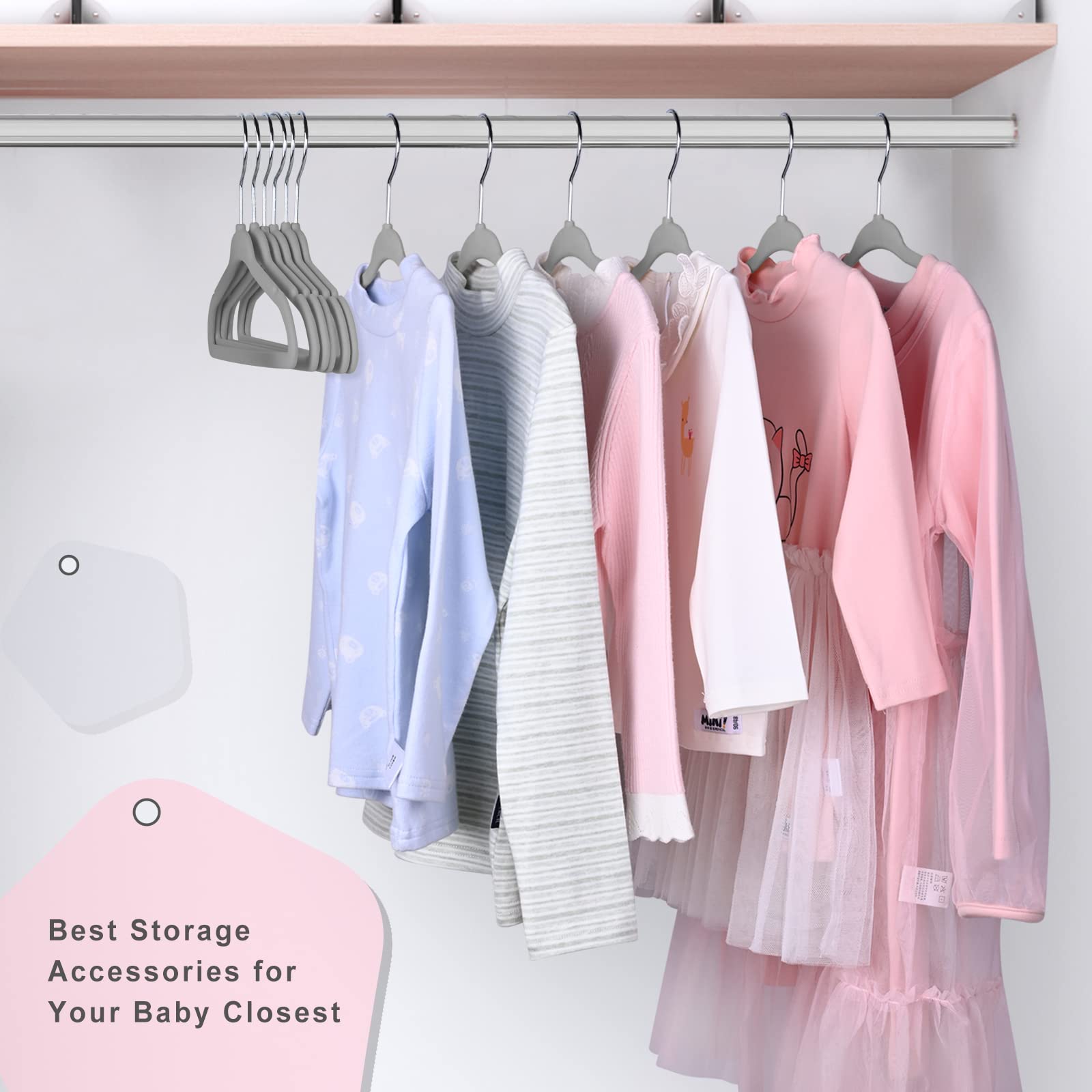 BAGAIL 50-pack kid hangers designed for infant and toddler wardrobes