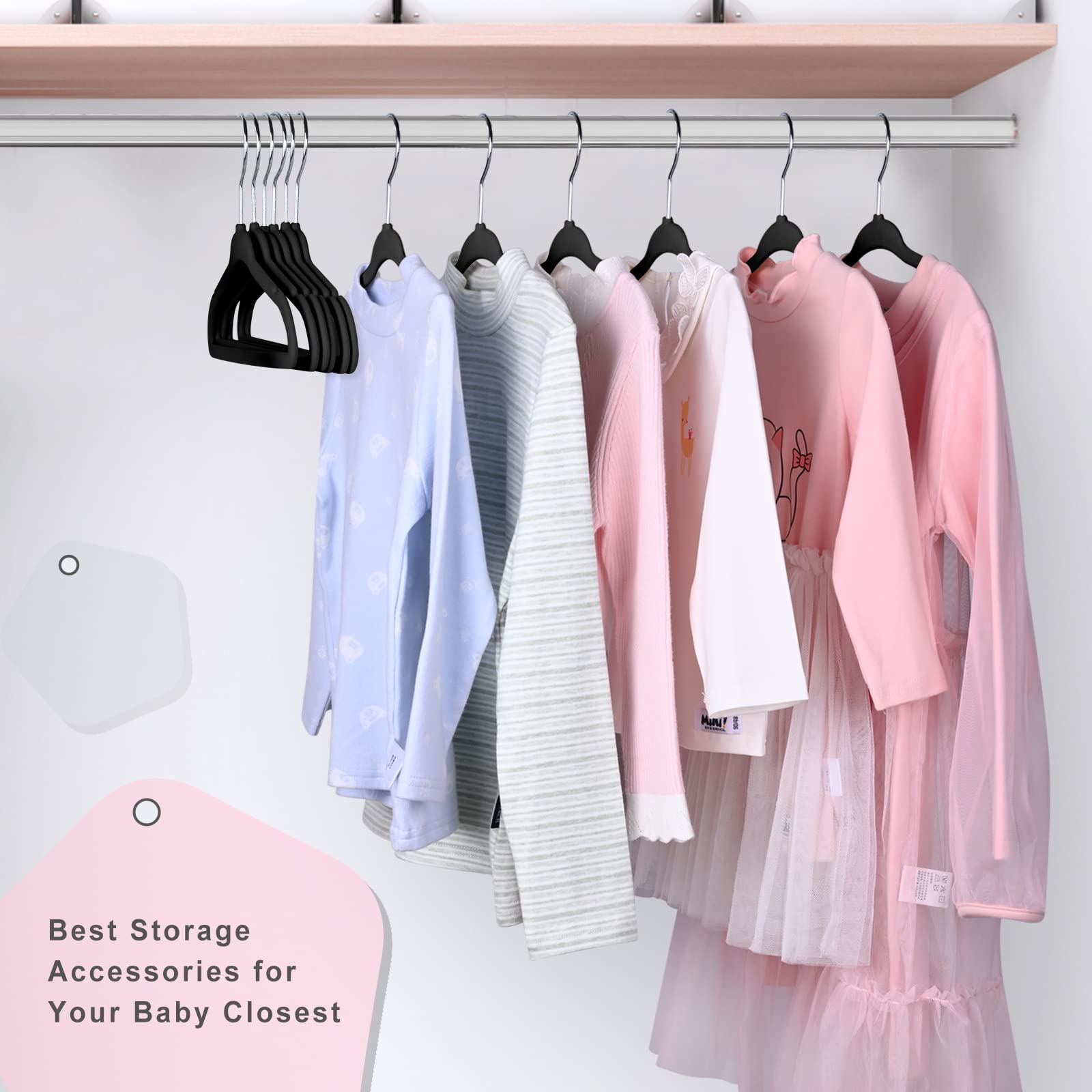 BAGAIL baby wardrobe organization with sturdy flocked hangers for neat closets.