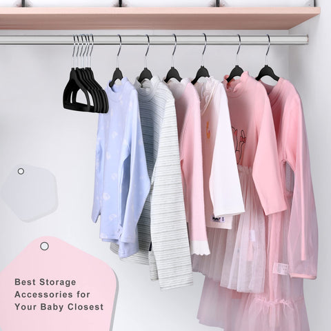 BAGAIL baby wardrobe organization with sturdy flocked hangers for neat closets.