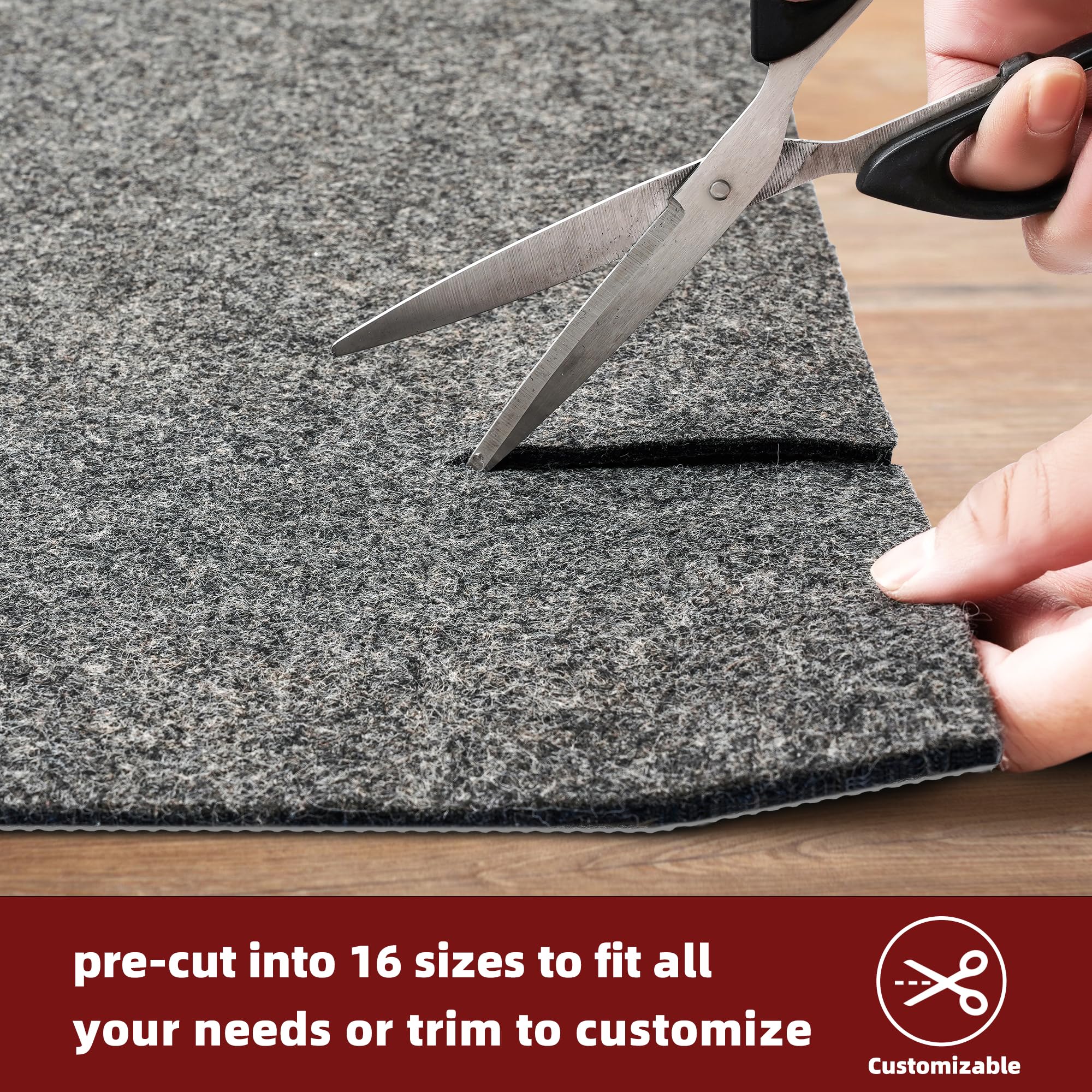 BAGAIL BASICS rug pad adapts to hardwood, tile, vinyl, and more for compatibility.