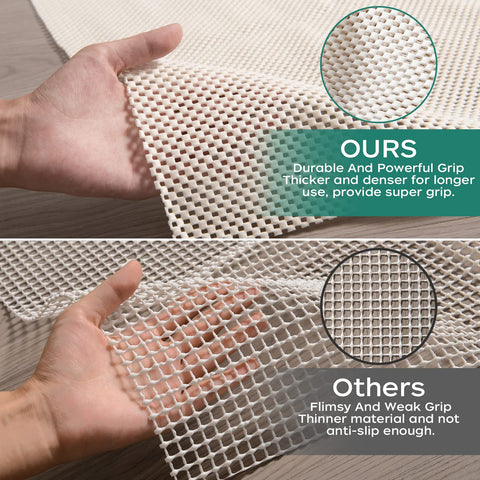 Top view of Bagail Basics rug pad showing edge-to-edge grip