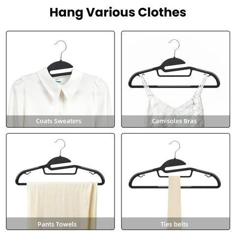BAGAIL space-saving hangers organize wardrobes and maximize closet capacity.