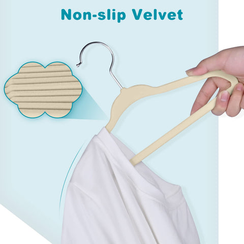 Bagail kids velvet hanger 11in ivory space-saving use in a tidy nursery closet