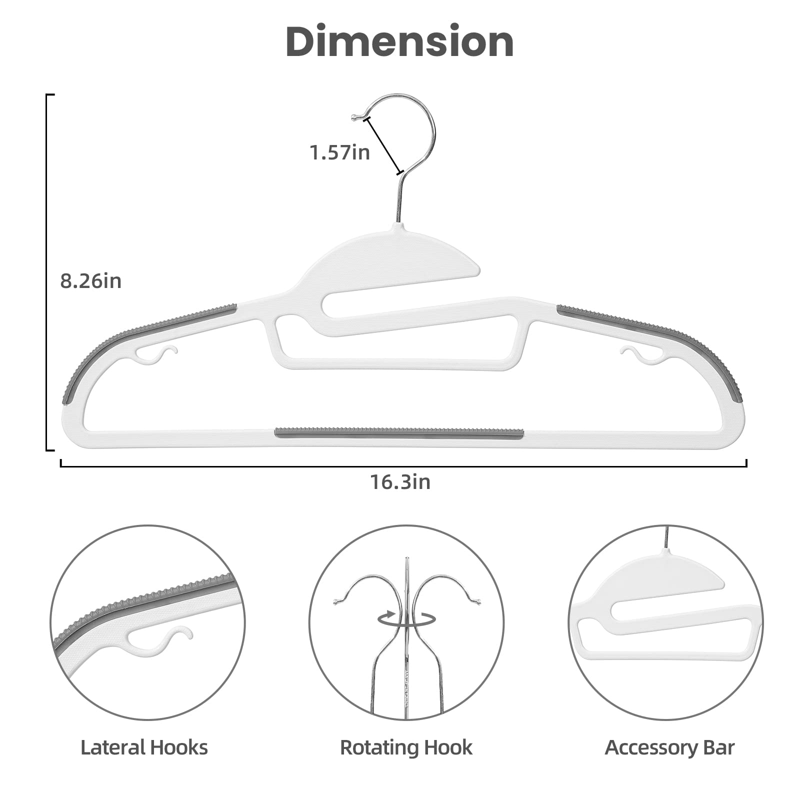 BAGAIL hangers feature non-slip pads to keep garments in place during daily use.