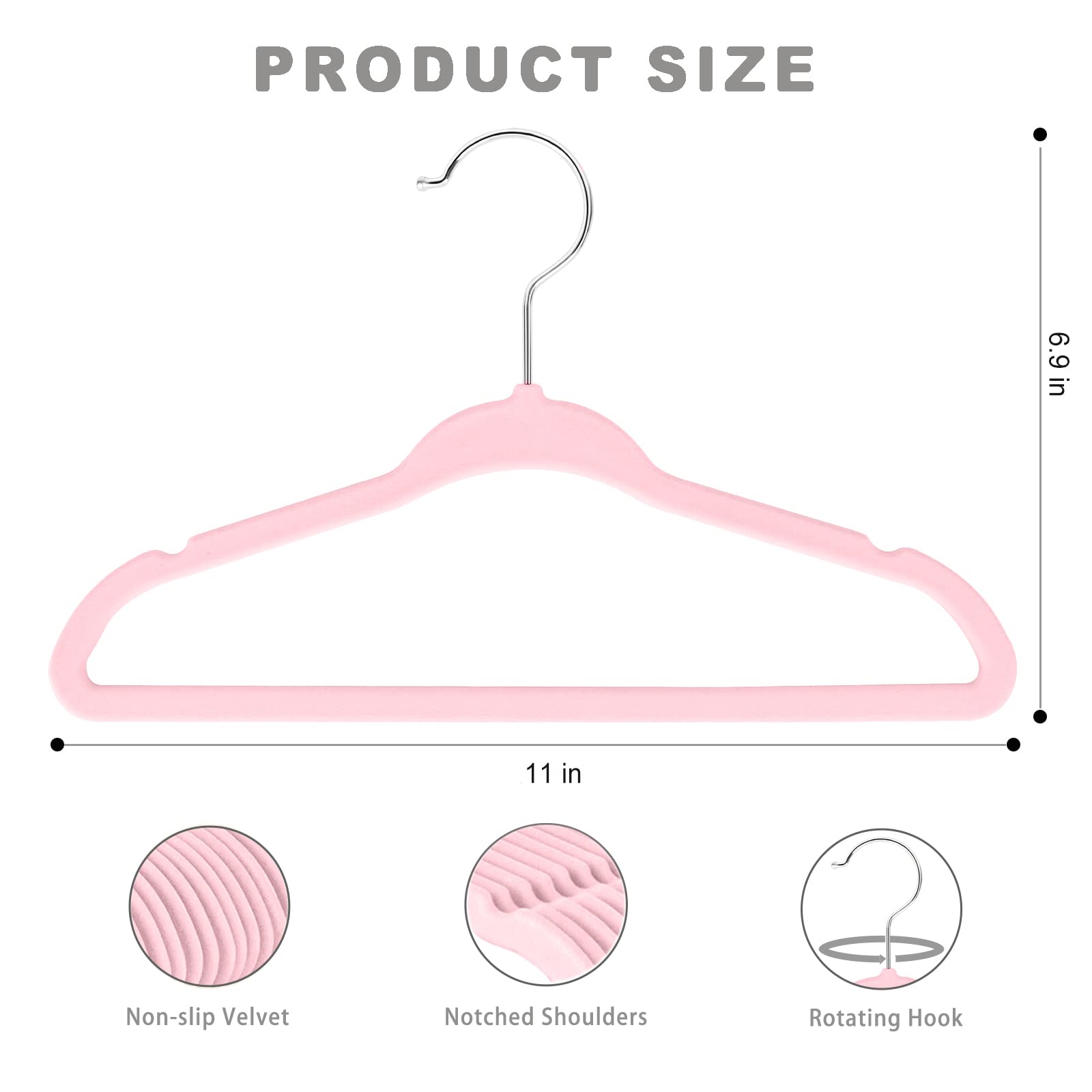 Bagail non-slip velvet hangers with shoulder notches keep camisoles and dresses in place.