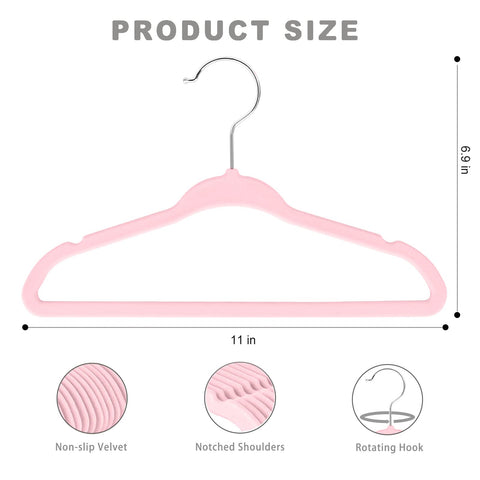 Bagail non-slip velvet hangers with shoulder notches keep camisoles and dresses in place.