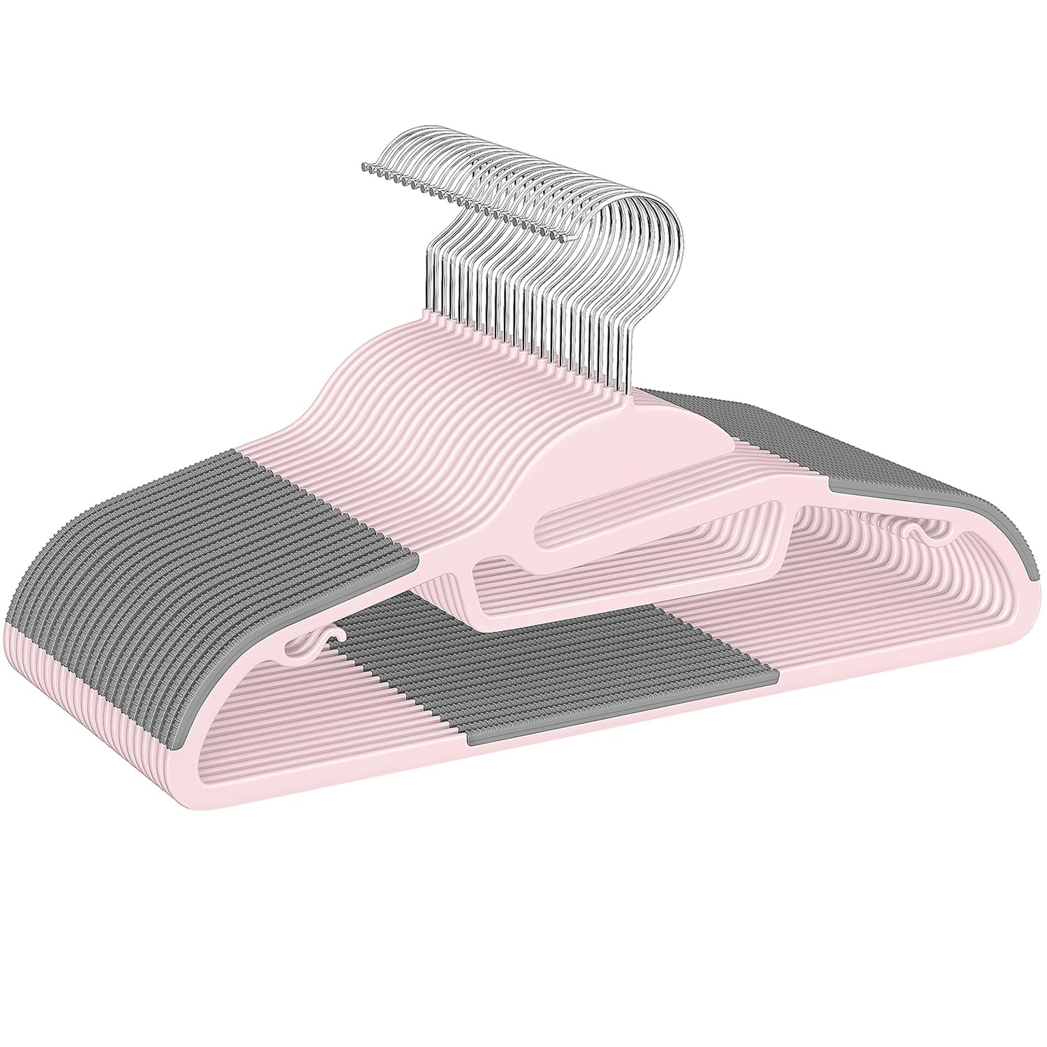 BAGAIL pink S-shape 50-pack hangers for tidy closet organization.