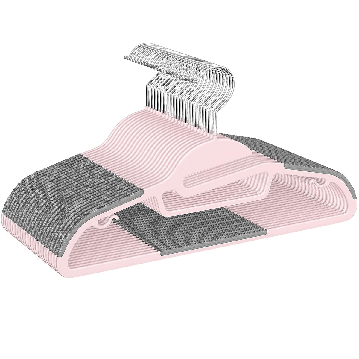 BAGAIL pink S-shape 50-pack hangers for tidy closet organization.