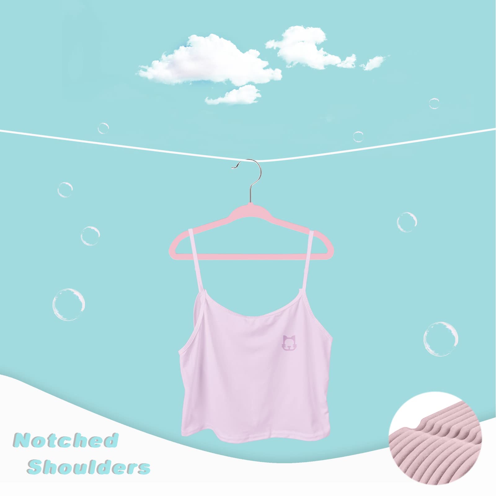 Bagail kids hangers with reinforced rounded edge preserve garment shape while preventing creases.