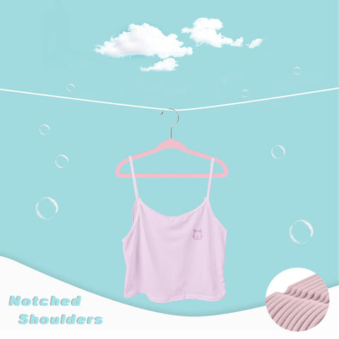 Bagail kids hangers with reinforced rounded edge preserve garment shape while preventing creases.