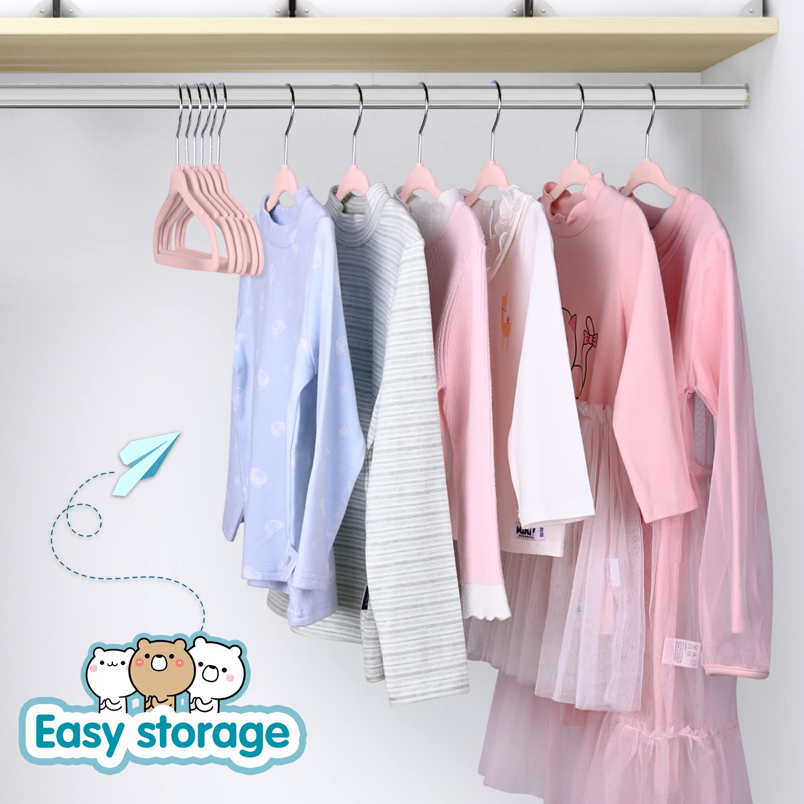 Bagail toddler hanger keeps outfits organized in the closet.