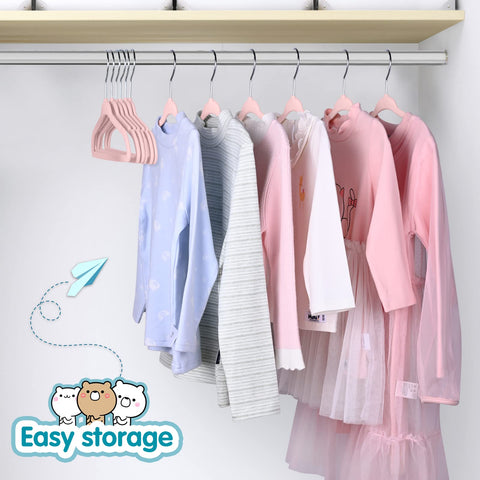 Bagail toddler hanger keeps outfits organized in the closet.