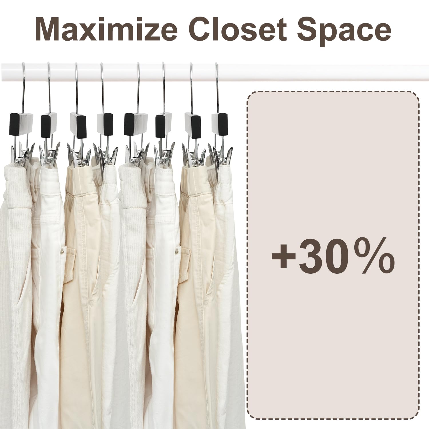 Bagail wooden pants hanger slim profile for compact closet organization