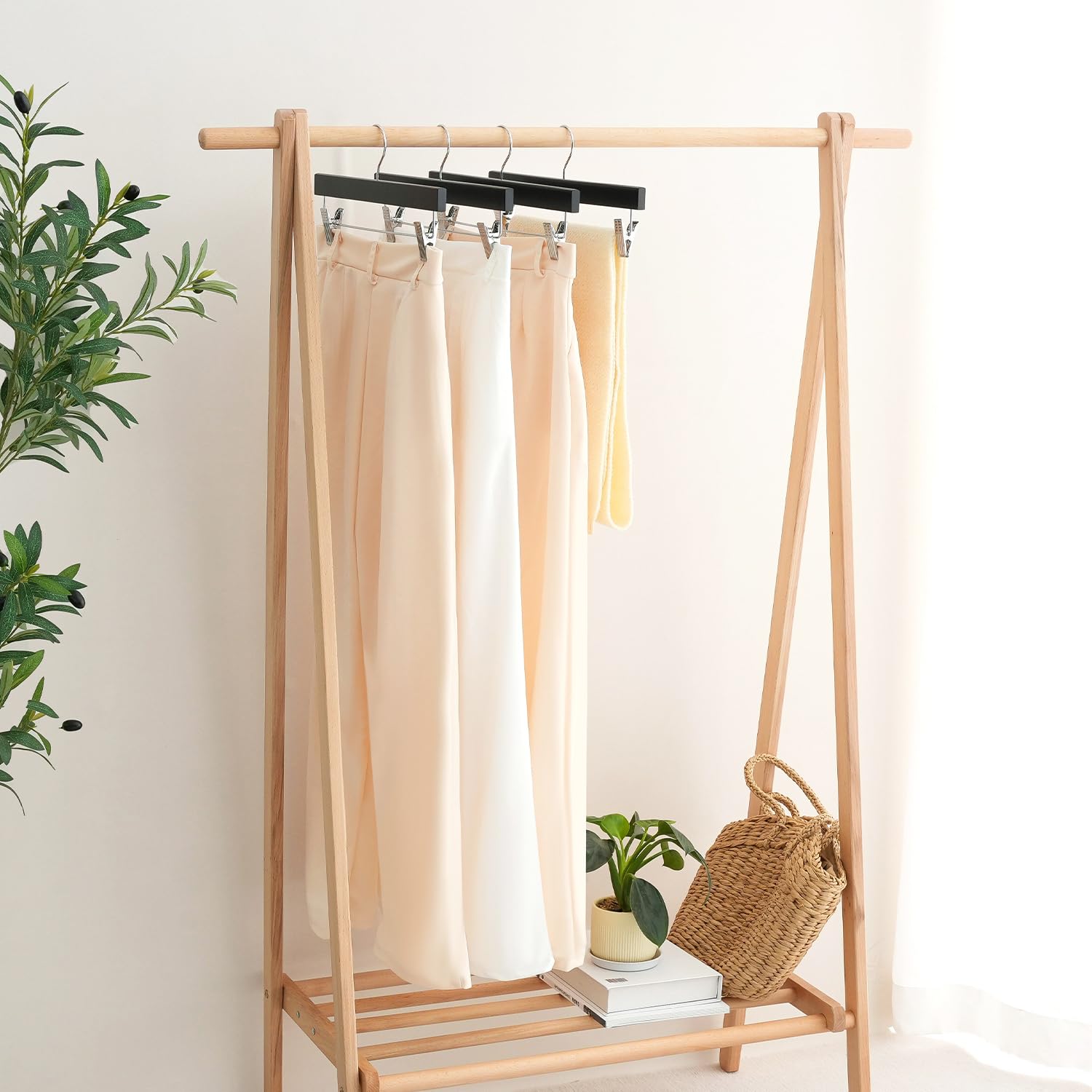 Bagail wooden pants hanger pack of 20 organizes outfits efficiently