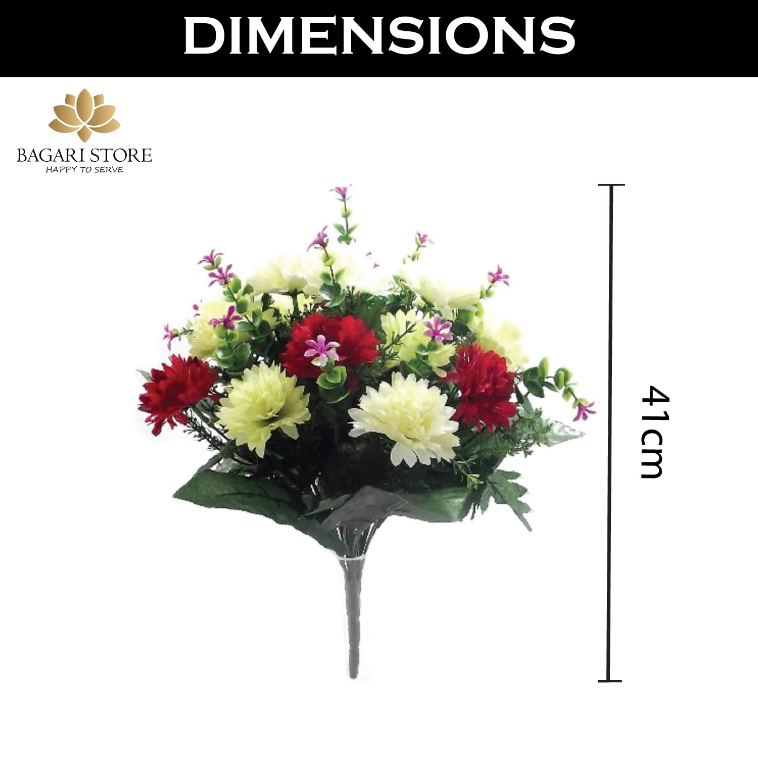 Bagari ivory 41cm artificial flowers with bendable stems for flexible indoor arrangements