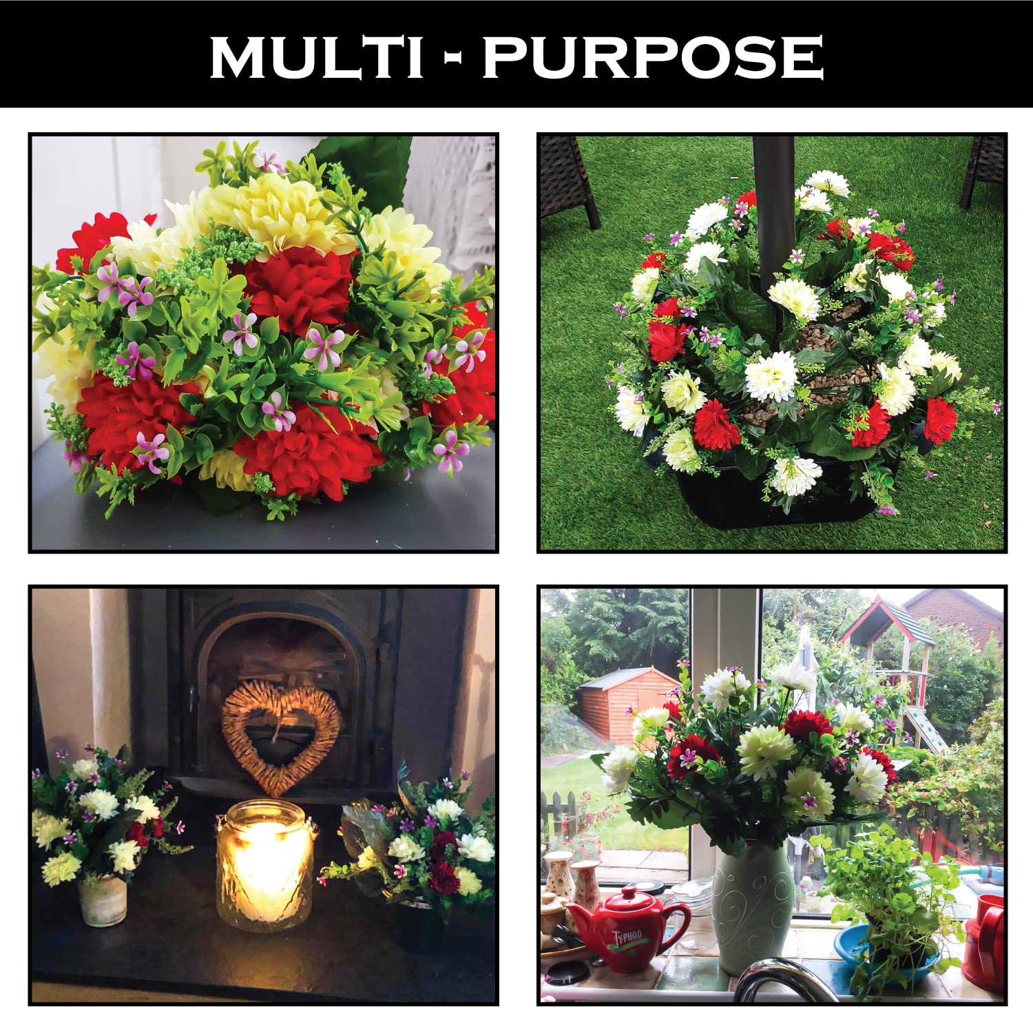 Bagari red-ivory-green mix 41cm artificial flowers suitable for graves