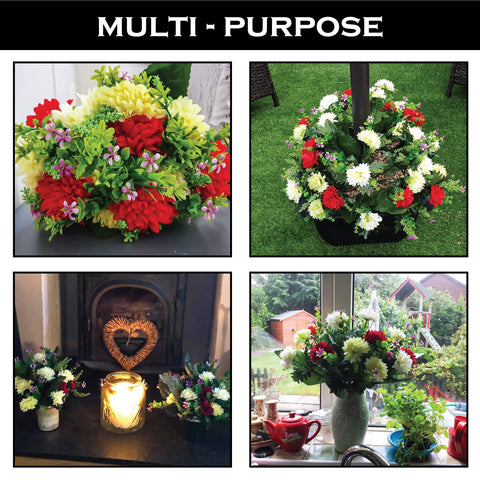 Bagari red-ivory-green mix 41cm artificial flowers suitable for graves