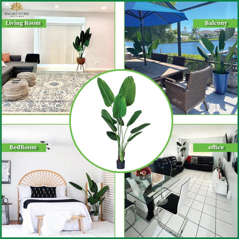 Bagari potted Bird of Paradise artificial plant enhances living room decor.