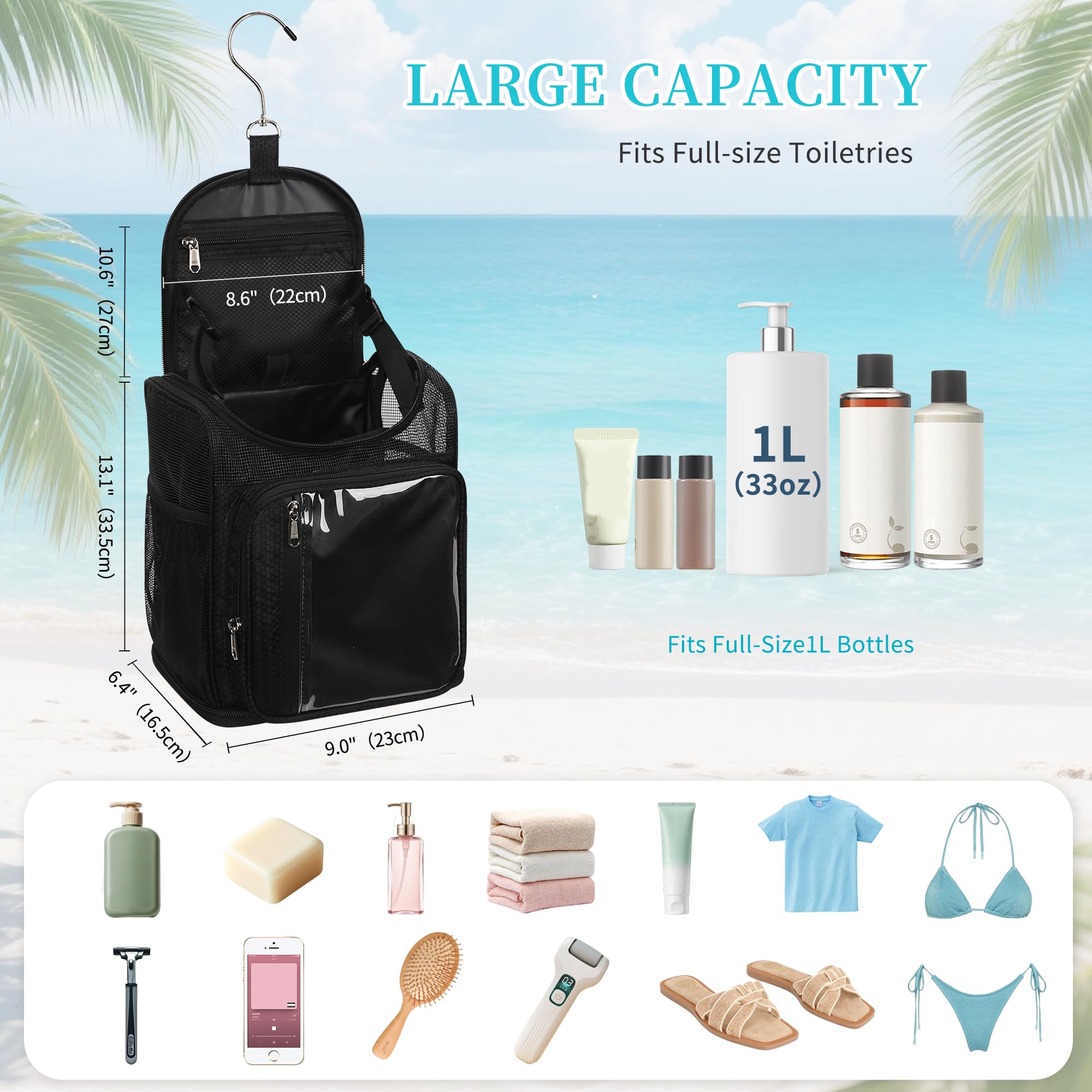 Bagmoly interior elastic band keeps toiletries organized during travel