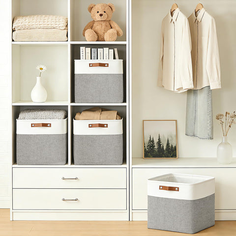 Bagnizer 13x13 cube storage bin side view showcases sturdy design.