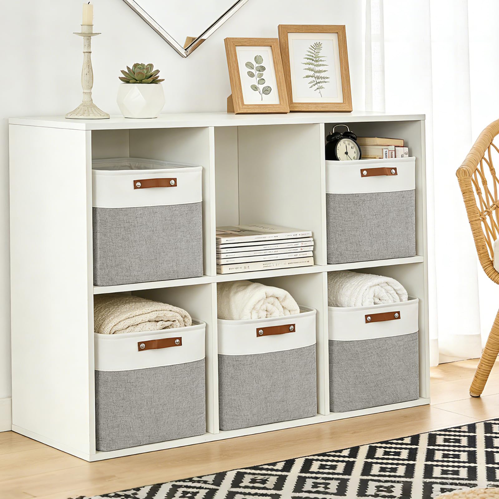 Bagnizer 13x13 cube storage bin with lid keeps items organized.