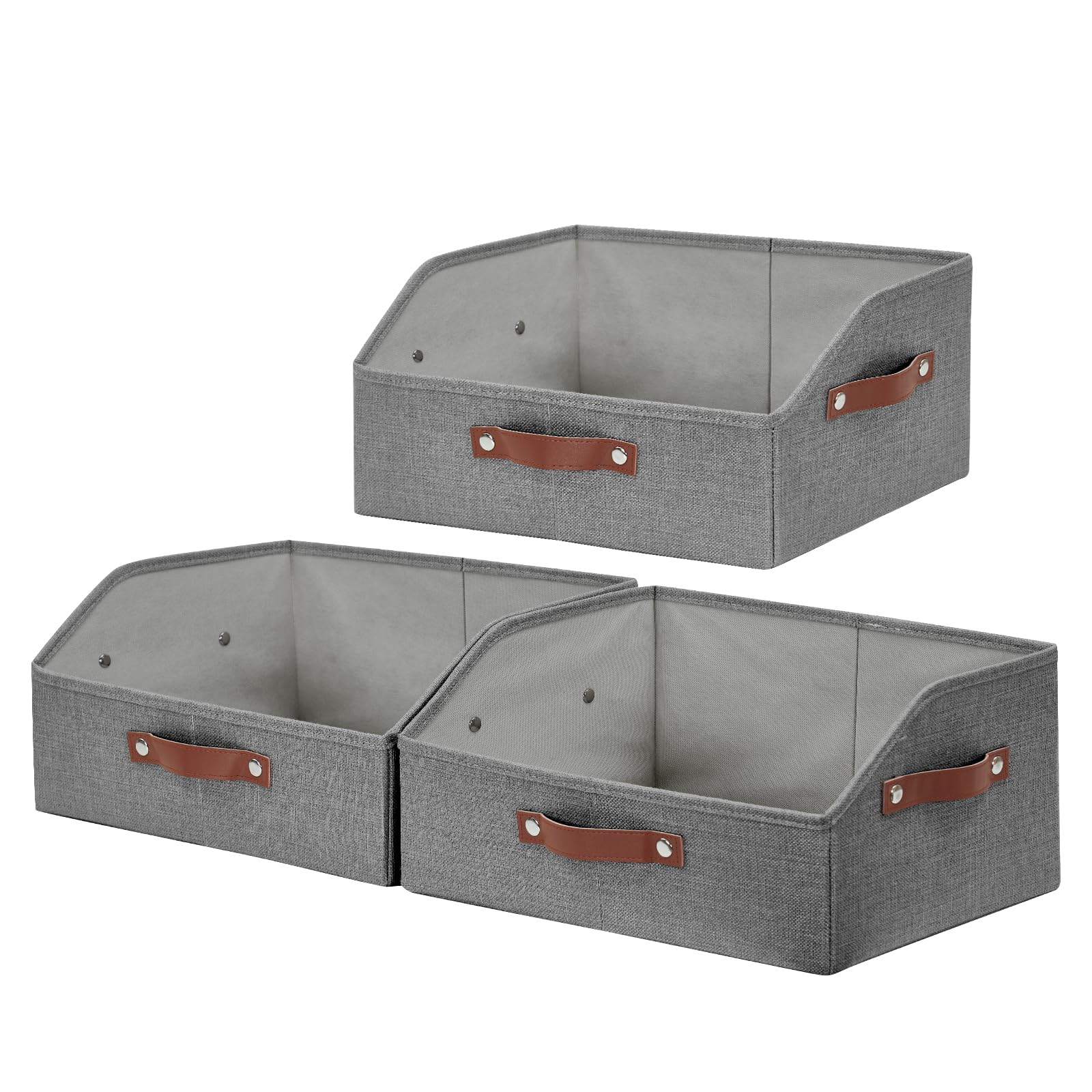 Bagnizer closet organizer with front trapezoid bin for quick item visibility
