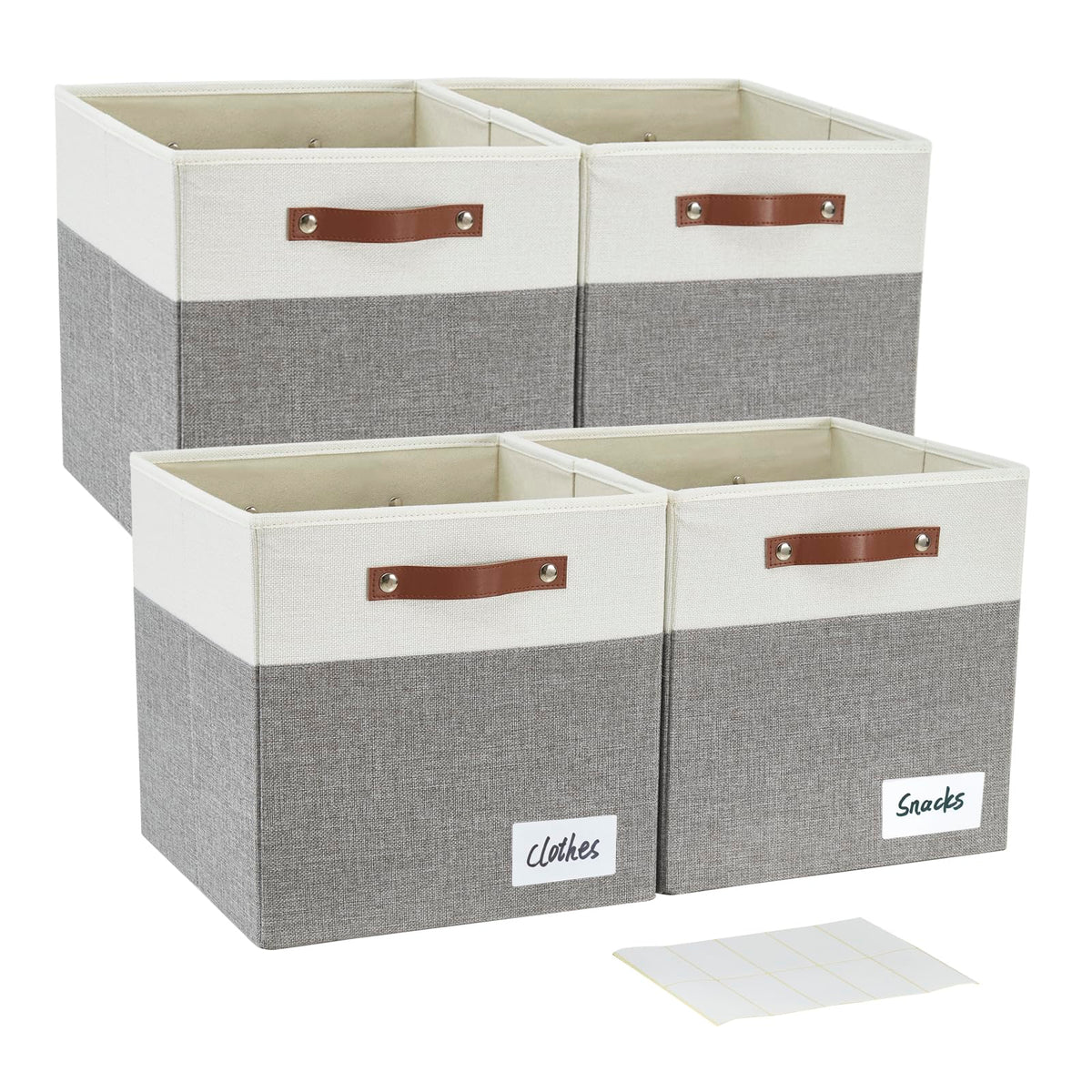 Bagnizer collapsible fabric storage cube bin in gray and white for organized shelves.