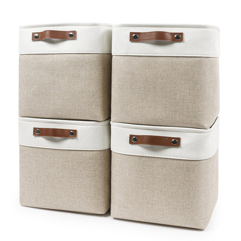 Bagnizer collapsible fabric storage cubes on a shelf for tidy organization.