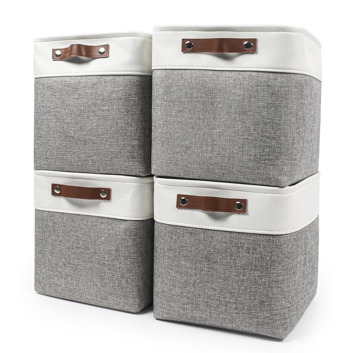 Bagnizer collapsible storage cubes 11x11 grey four-pack for closet organization.