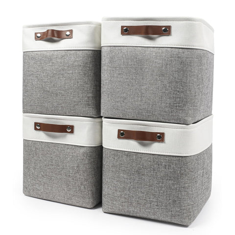 Bagnizer collapsible storage cubes 11x11 grey four-pack for closet organization.