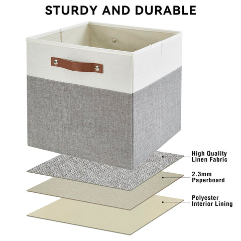 Bagnizer cube-bin in living room shelf for versatile storage.