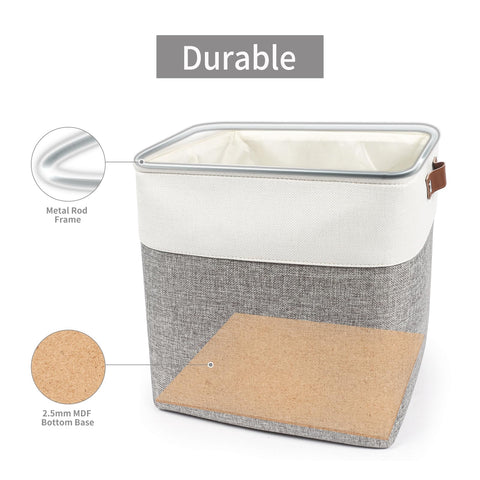 Bagnizer foldable storage bin grey-white collapsed for compact storage.