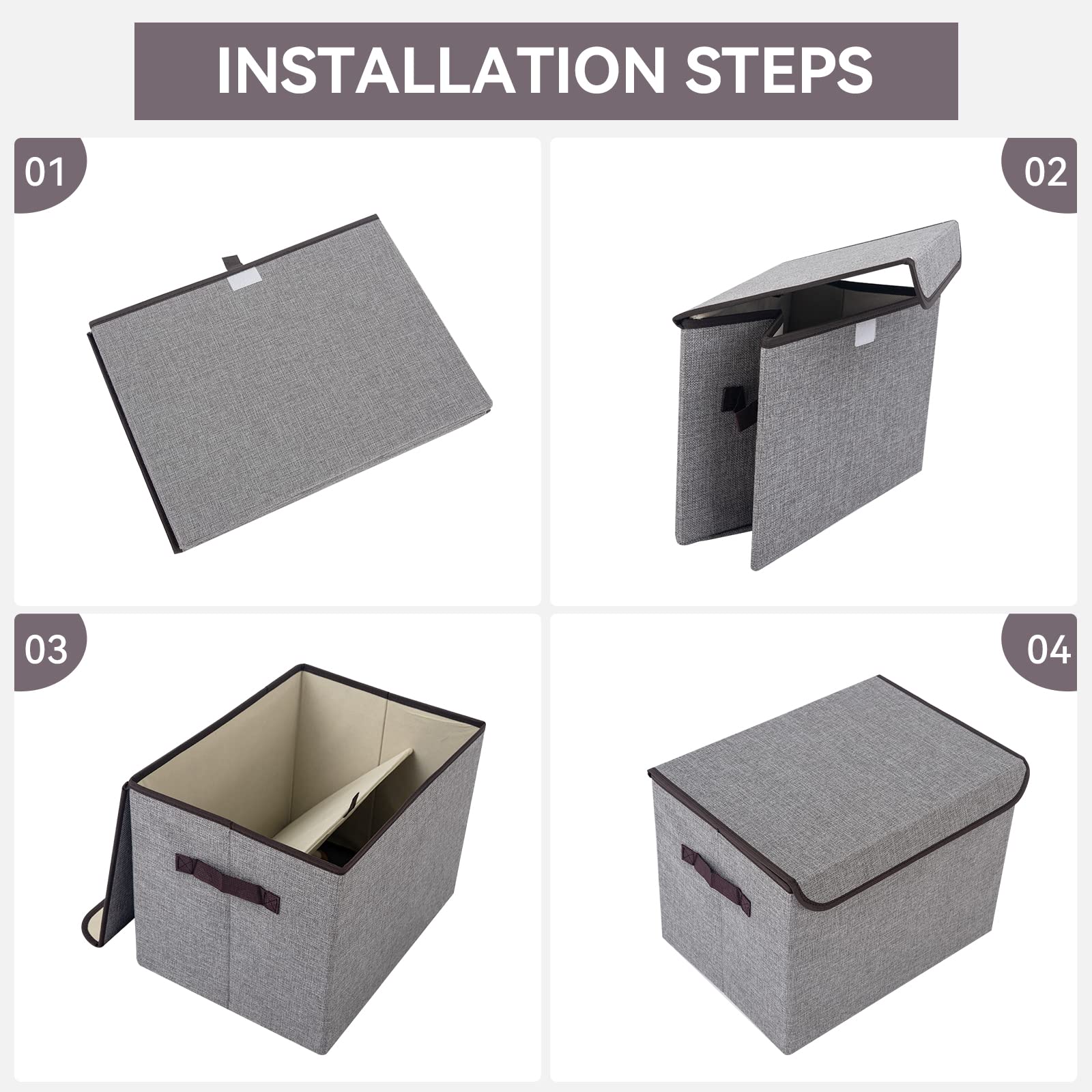 Bagnizer gray collapsible storage box close-up shows sturdy handles for heavy storage.