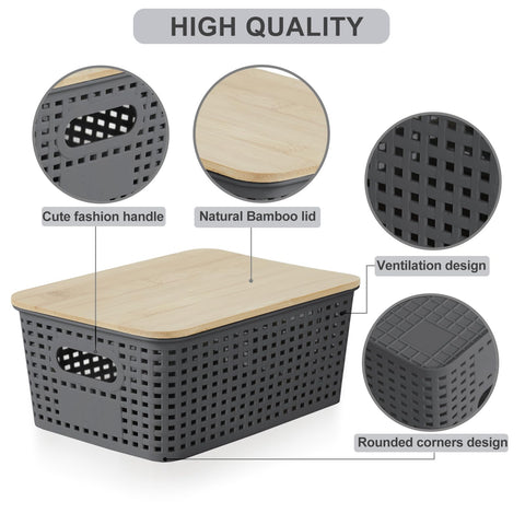 Bagnizer bin with kraft label set for quick categorization.