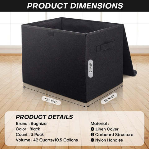 Bagnizer large storage bin with lid open shows foldable design for easy access.