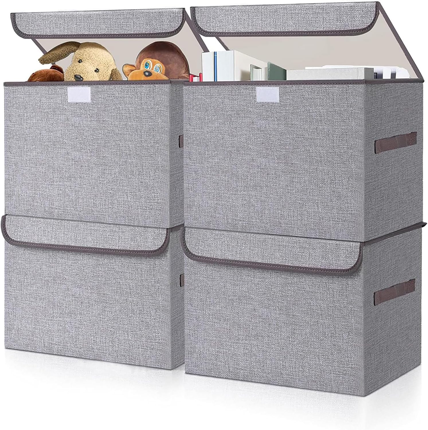 Bagnizer large 22qt foldable storage bin with lid open for easy access.