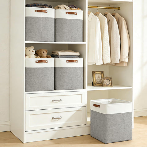 Bagnizer grey-white stack on shelf demonstrates space-efficient organization