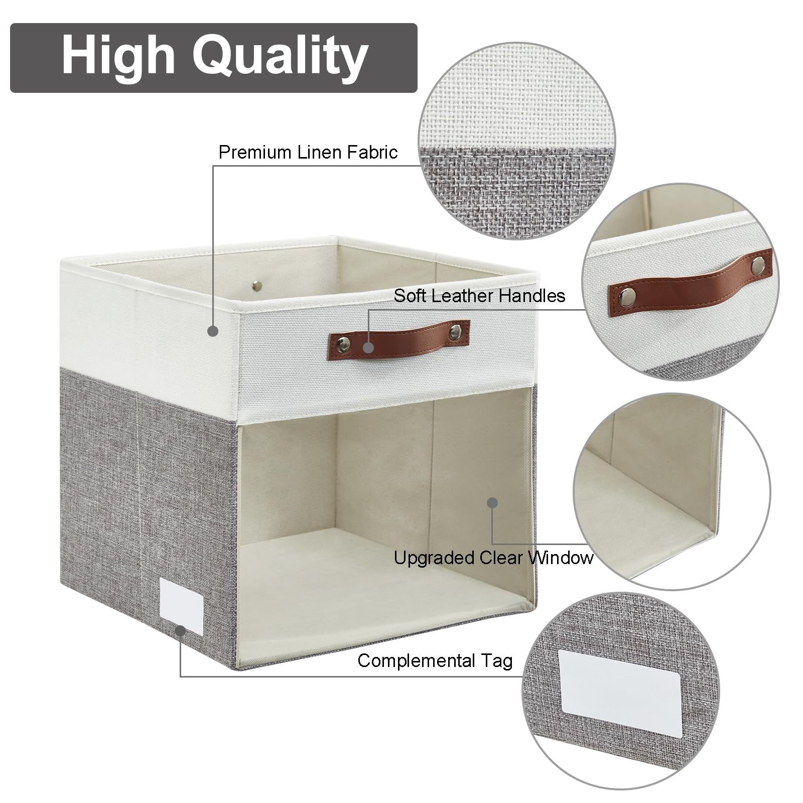 Bagnizer gray and white bins organized on a closet shelf