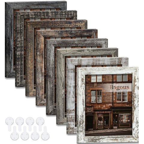 Bagous 8x10 frame set in eight wood tones for versatile vintage decor